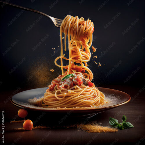 spaghetti pasta with a fork